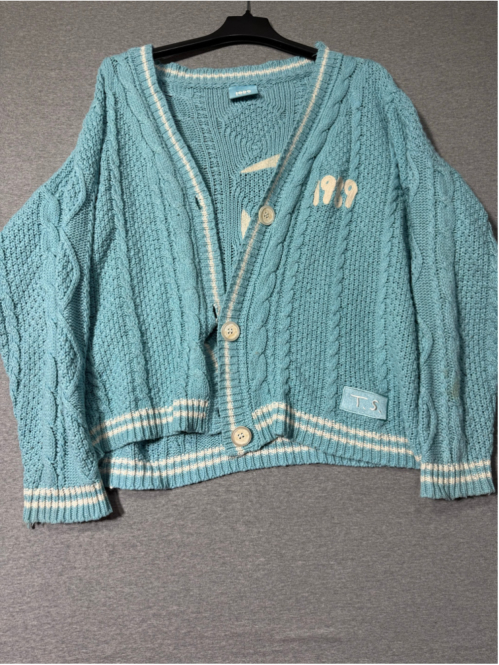 Women's Taylor Swift 1989 Cardigan Sweater XL Blue White